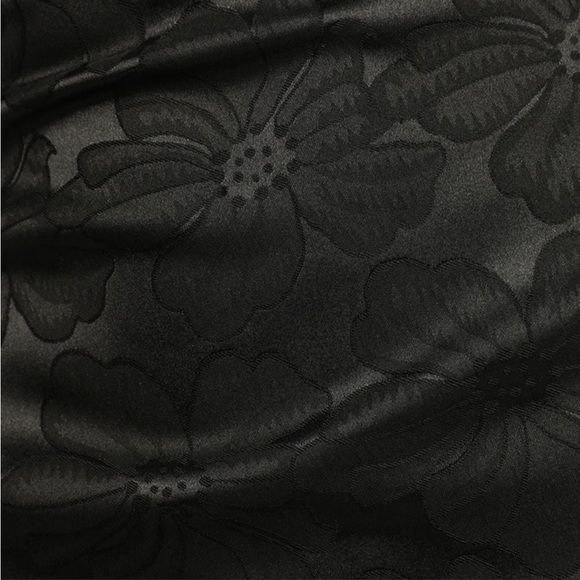 NWOT Lulus Chasing Desire Black Satin Jacquard One-Shoulder Maxi Dress Medium - Picture 5 of 11